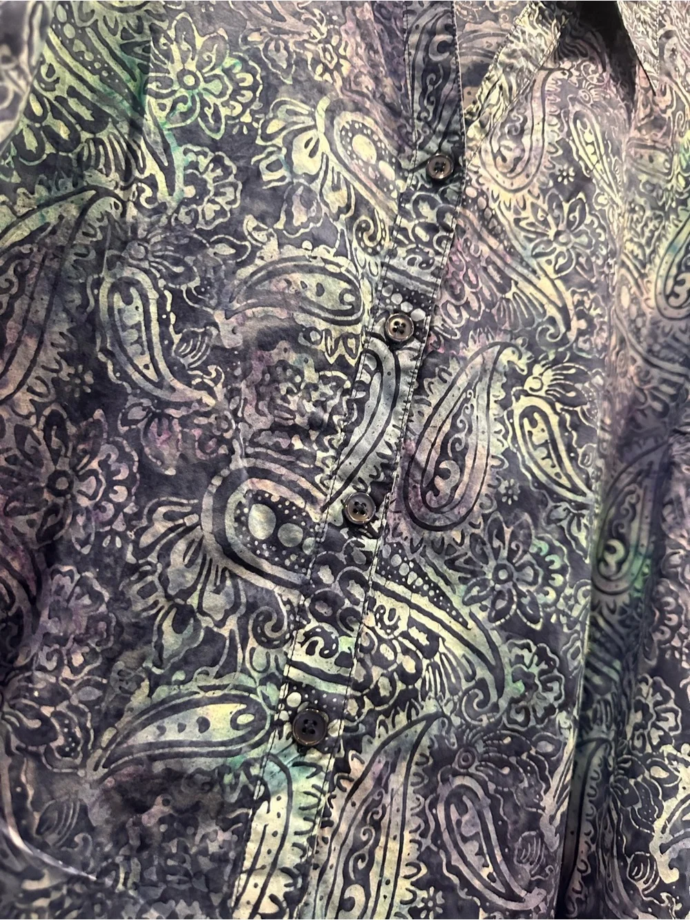 Catherines Blue Paisley Casual Button-Down Shirt